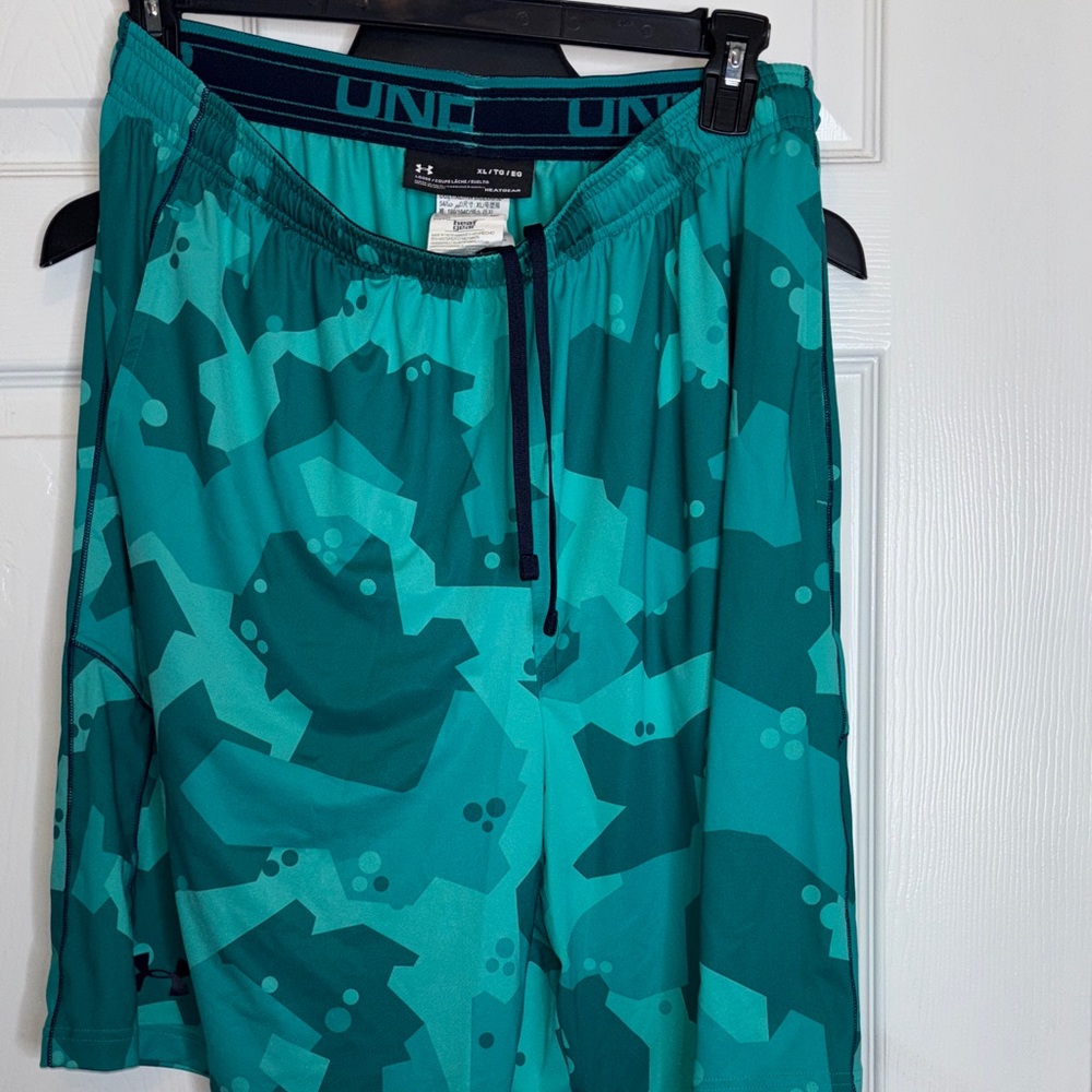 Under Armour Men's Patterned Teal Athletic Shorts